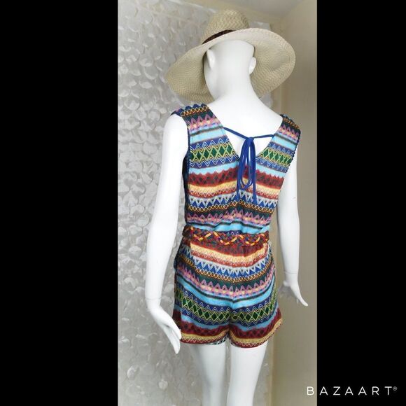 Multi Color Boho ROMPER Size M - Picture 3 of 5